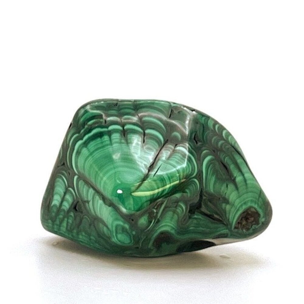 Green Malachite Free Form Mineral - Unique Congo Specimen with Bullseye Bands